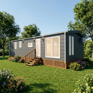Mobilheim 48 m² für Dauerwohnen – Big Brother – Buderus, VEKA, Kerrafront, schlüsselfertig