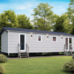 Luxus Mobilheim Liberty 11 x 4 m – Ganzjahreshaus mit Badewanne & Klima