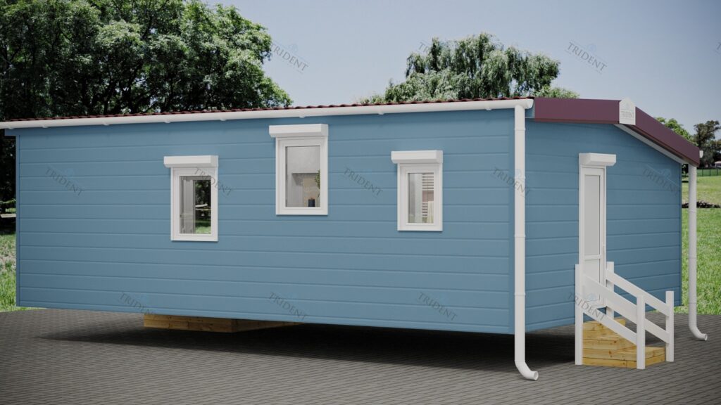 Trident Villa M1 — модульный дом 9 × 3 м и 7 × 3 м из двух секций с соединением на участке для круглогодичного проживания