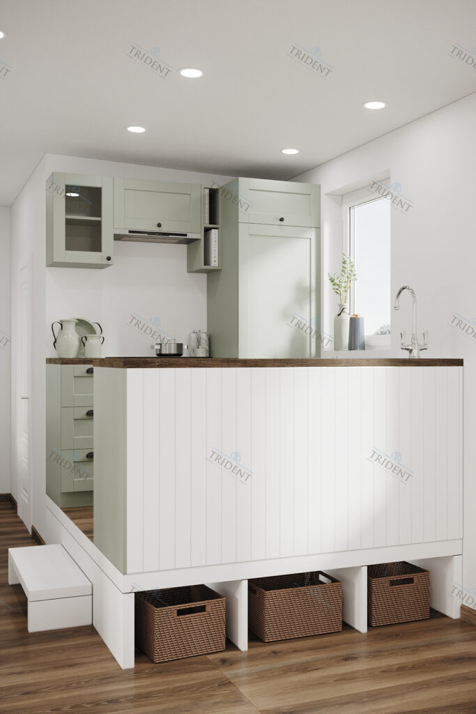Trident Villa M1 — модульный дом 9 × 3 м и 7 × 3 м из двух секций с соединением на участке для круглогодичного проживания