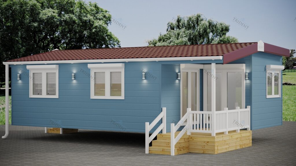Trident Villa M1 — модульный дом 9 × 3 м и 7 × 3 м из двух секций с соединением на участке для круглогодичного проживания